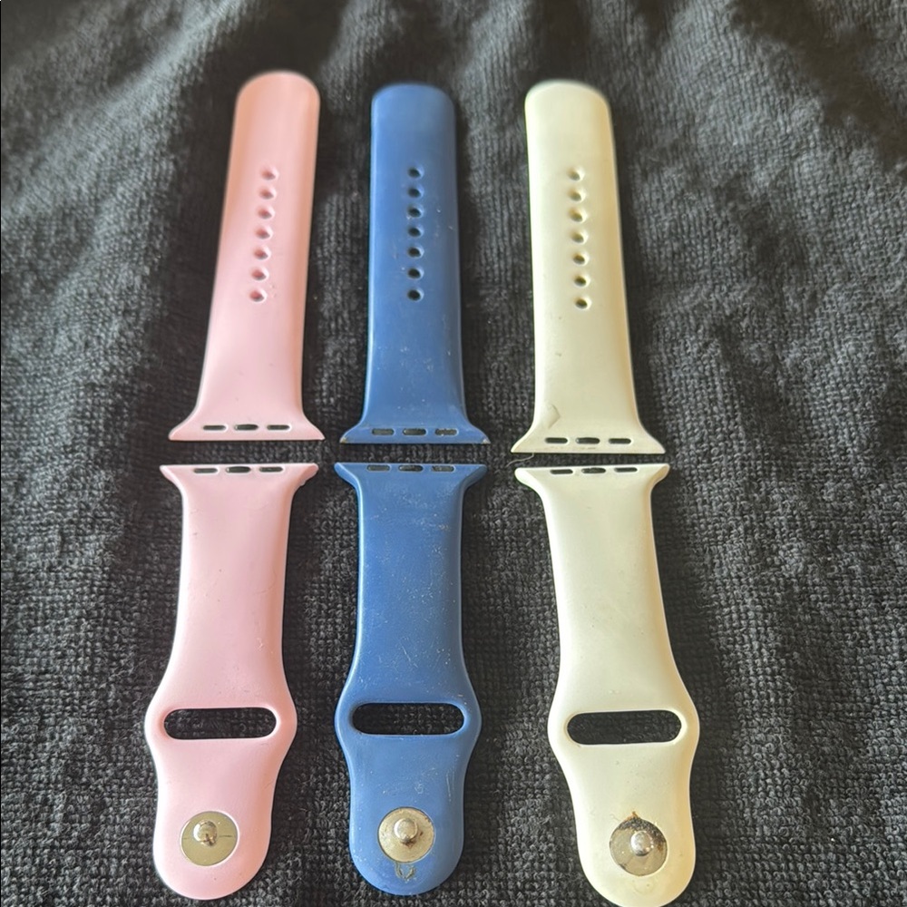 AppleWatch (44m) Pink, Blue and White Wristbands with Adjustable Clips